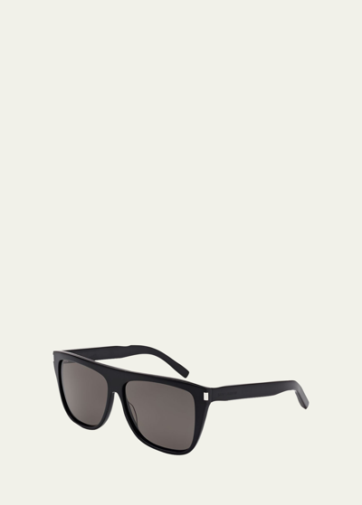 SAINT LAURENT MEN'S SL 1 SLIM PLASTIC SUNGLASSES