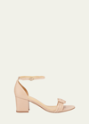 Alexandre Birman Vicky Knot Block-heel Leather Sandals In Pink
