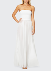 RAMY BROOK CALISTA SMOCKED STRAPLESS SIDE-SPLIT COVERUP DRESS