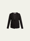 Blanc Noir Hooded Single-button Moto Blazer In Black