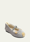 L'amour Shoes Mousie Embroidered Suede Flats, Baby/toddler/kids In Gray