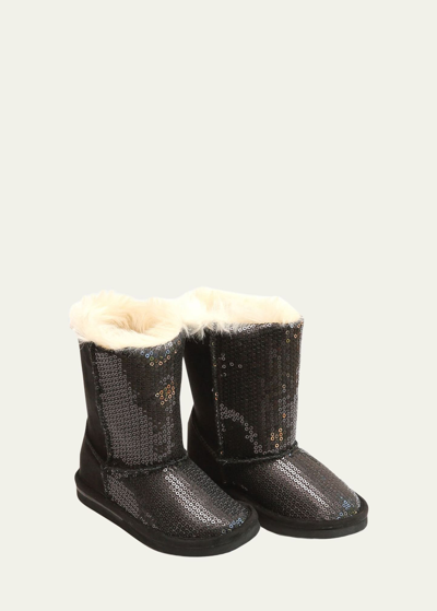 L'amour Shoes Carol Sequin Boots W/ Faux-fur Lining, Baby/toddler/kids