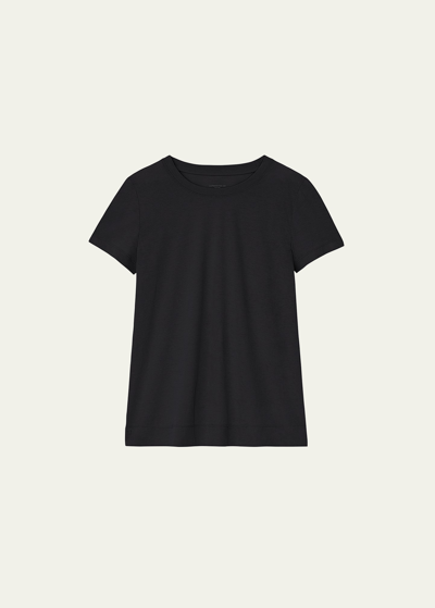 Lafayette 148 Modern Short-sleeve Cotton Jersey Tee In Black