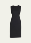 Theory Eano Sleeveless Traceable Wool Suiting Dress In Black