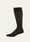 Pantherella Men's Laburnum Over-the-calf Ribbed Merino Wool Socks In Brown