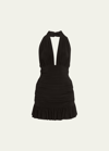 Norma Kamali Ruffle Halter Mio One-piece Swimdress In Black