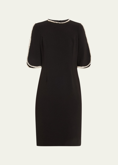 Rickie Freeman For Teri Jon Pearl Trimmed Sheath Dress In Black