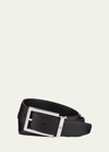 Montblanc Men's Rectangle-buckle Leather Belt In Black