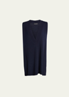 Eskandar A-line Sleeveless Deep-v Long Cashmere Sweater In Blue
