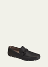 Ferragamo Men's Tito Textured Leather Drivers In Black