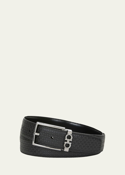 Ferragamo Men's Gancini-embossed Leather Belt