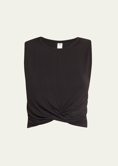 Alo Yoga Cover Cropped Tank Top In Black