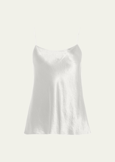 Vince Satin Scoop-neck Cami In White