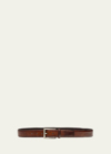 Magnanni Men's Lizard Silvertone-buckle Belt, Cognac In Brown
