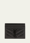 Saint Laurent Ysl Monogram Card Case In Grained Leather