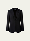 Akris Odette Long Wool Blazer Jacket In Black