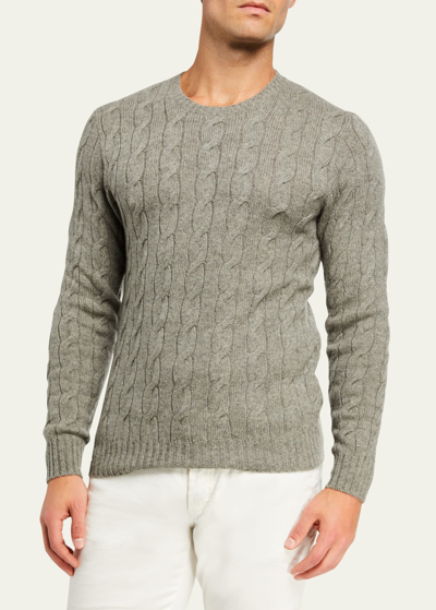 Ralph Lauren Purple Label Cashmere Cable-knit Sweater In Grey