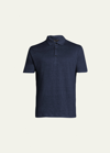 Loro Piana Men's Linen Jersey Dublon Polo Shirt In Blue