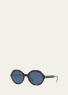 Prada Mirrored Acetate Sunglasses In Blue