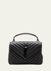 Saint Laurent College Medium Flap Ysl Shoulder Bag In Quilted Leather
