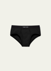 Tom Ford Men's Jacquard Logo Cotton Briefs In Black