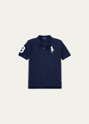 Ralph Lauren Kids' Boy's Big Pony Mesh Knit Polo In Blue