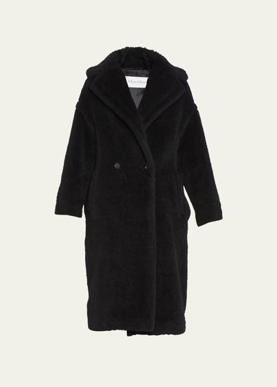 Max Mara Alpaca-silk Teddy Knit Coat, Black