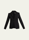 Majestic French Terry One-button Blazer In Black