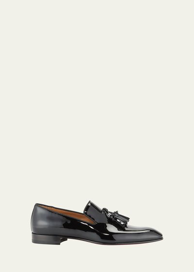 Christian Louboutin Men's Dandelion Patent Leather Tassel Loafers In Black