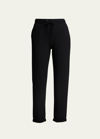 Majestic Drawstring French Terry Pants With Rolled Hem In Black