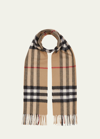 Burberry Giant Check Cashmere Scarf In Brown