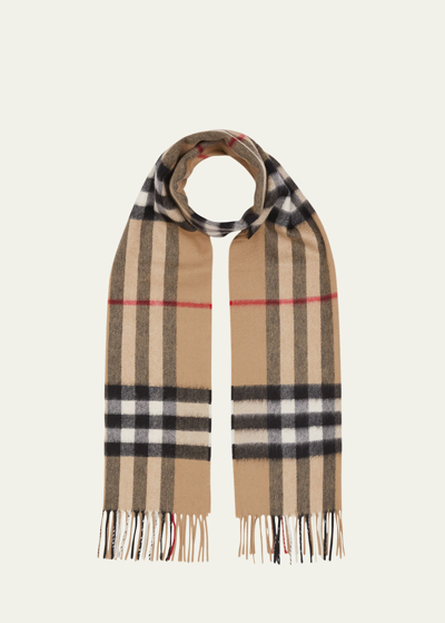 Burberry Giant Check Cashmere Scarf In Brown