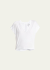 Frame Le High Rise V-neck Tee In White