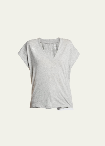 Frame Le Mid Rise V-neck Tee In Gray