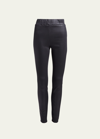 L Agence Marguerite Coated Jean In Noir/natural Contrast Coated