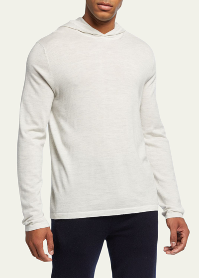 Vince Men's Pullover Wool Hoodie In White