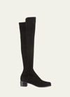 Stuart Weitzman Reserve Stretch-suede Knee Boots In Black