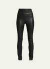 Sprwmn High-waist Leather Ankle Leggings In Black