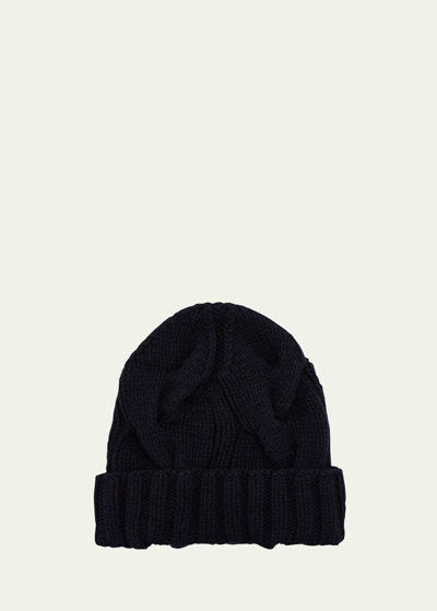 Loro Piana Chunky Knit Cashmere Beanie Hat In Black