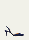 Manolo Blahnik Carolyne Suede Mid-heel Slingback Pump In Blue