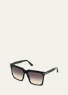 Tom Ford Sabrina Square Acetate Sunglasses In Metallic