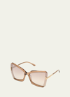 Tom Ford Gia Semi-rimless Butterfly Sunglasses In Neutral