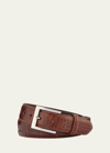 W. Kleinberg Glazed Alligator Belt With Interchangeable Buckles, Brown