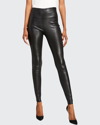 Alice And Olivia Maddox Leather High-waist Side Zip Leggings In Black