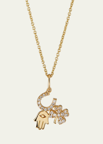 Sydney Evan 14k Diamond Luck & Protection Trio Necklace In Gold
