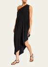 Norma Kamali One-shoulder Diagonal Tunic Coverup In Black