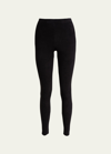 Alice And Olivia Maddox Suede High-waist Side-zip Leggings In Black