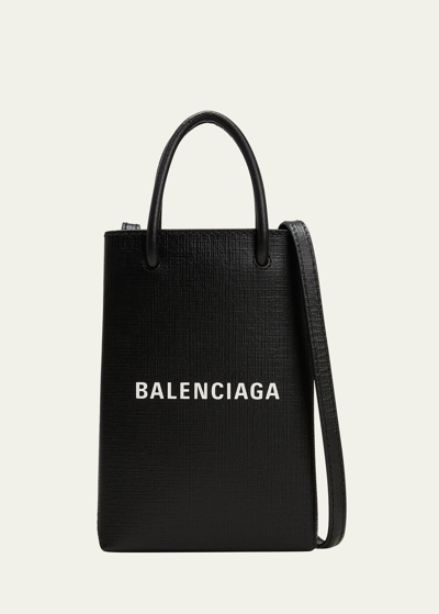 Balenciaga Mini Shopping Phone Pouch In Black