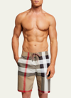 Burberry Men's Large Check Swim Trunks In Multi