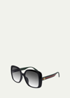 Gucci Square Web Arms Sunglasses In Black